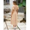 imageSimplee Womens Summer Smocked Flowy Dress  Casual Flutter Sleeve Tiered Boho Maxi Dresses with PocketsBeige