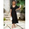 imageSimplee Womens Summer Smocked Flowy Dress  Casual Flutter Sleeve Tiered Boho Maxi Dresses with PocketsBlack