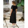 imageSimplee Womens Summer Smocked Flowy Dress  Casual Flutter Sleeve Tiered Boho Maxi Dresses with PocketsBlack