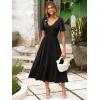 imageSimplee Womens Summer Smocked Flowy Dress  Casual Flutter Sleeve Tiered Boho Maxi Dresses with PocketsBlack