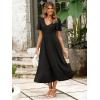 imageSimplee Womens Summer Smocked Flowy Dress  Casual Flutter Sleeve Tiered Boho Maxi Dresses with PocketsBlack
