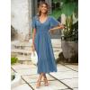imageSimplee Womens Summer Smocked Flowy Dress  Casual Flutter Sleeve Tiered Boho Maxi Dresses with PocketsDusty Blue
