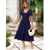 imageSimplee Womens Summer Smocked Flowy Dress  Casual Flutter Sleeve Tiered Boho Maxi Dresses with PocketsNavy Blue