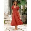imageSimplee Womens Summer Smocked Flowy Dress  Casual Flutter Sleeve Tiered Boho Maxi Dresses with PocketsOrange