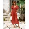 imageSimplee Womens Summer Smocked Flowy Dress  Casual Flutter Sleeve Tiered Boho Maxi Dresses with PocketsOrange