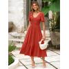 imageSimplee Womens Summer Smocked Flowy Dress  Casual Flutter Sleeve Tiered Boho Maxi Dresses with PocketsOrange