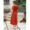 imageSimplee Womens Summer Smocked Flowy Dress  Casual Flutter Sleeve Tiered Boho Maxi Dresses with PocketsOrange