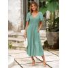 imageSimplee Womens Summer Smocked Flowy Dress  Casual Flutter Sleeve Tiered Boho Maxi Dresses with PocketsSage Green