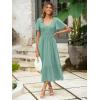 imageSimplee Womens Summer Smocked Flowy Dress  Casual Flutter Sleeve Tiered Boho Maxi Dresses with PocketsSage Green