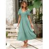 imageSimplee Womens Summer Smocked Flowy Dress  Casual Flutter Sleeve Tiered Boho Maxi Dresses with PocketsSage Green