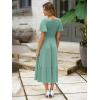 imageSimplee Womens Summer Smocked Flowy Dress  Casual Flutter Sleeve Tiered Boho Maxi Dresses with PocketsSage Green