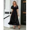imageSimplee Womens V Neck Velvet Maxi Dress Short Sleeve Empire Waist Long Formal Dress for Wedding Guest4black