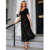 imageSimplee Womens V Neck Velvet Maxi Dress Short Sleeve Empire Waist Long Formal Dress for Wedding Guest4black Floral