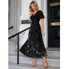 imageSimplee Womens V Neck Velvet Maxi Dress Short Sleeve Empire Waist Long Formal Dress for Wedding Guest4black Floral