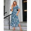 imageSimplee Womens V Neck Velvet Maxi Dress Short Sleeve Empire Waist Long Formal Dress for Wedding Guest4blue Floral1