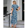 imageSimplee Womens V Neck Velvet Maxi Dress Short Sleeve Empire Waist Long Formal Dress for Wedding Guest4blue Floral1