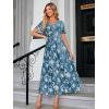 imageSimplee Womens V Neck Velvet Maxi Dress Short Sleeve Empire Waist Long Formal Dress for Wedding Guest4blue Floral1