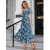 imageSimplee Womens V Neck Velvet Maxi Dress Short Sleeve Empire Waist Long Formal Dress for Wedding Guest4blue Floral1