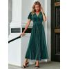 imageSimplee Womens V Neck Velvet Maxi Dress Short Sleeve Empire Waist Long Formal Dress for Wedding Guest4blue Green