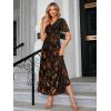 imageSimplee Womens V Neck Velvet Maxi Dress Short Sleeve Empire Waist Long Formal Dress for Wedding Guest4brown Floral