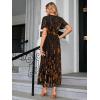 imageSimplee Womens V Neck Velvet Maxi Dress Short Sleeve Empire Waist Long Formal Dress for Wedding Guest4brown Floral