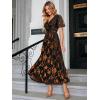 imageSimplee Womens V Neck Velvet Maxi Dress Short Sleeve Empire Waist Long Formal Dress for Wedding Guest4brown Floral