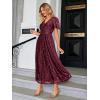 imageSimplee Womens V Neck Velvet Maxi Dress Short Sleeve Empire Waist Long Formal Dress for Wedding Guest4burgundy Floral