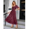 imageSimplee Womens V Neck Velvet Maxi Dress Short Sleeve Empire Waist Long Formal Dress for Wedding Guest4burgundy Floral