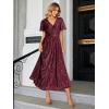 imageSimplee Womens V Neck Velvet Maxi Dress Short Sleeve Empire Waist Long Formal Dress for Wedding Guest4burgundy Floral