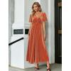 imageSimplee Womens V Neck Velvet Maxi Dress Short Sleeve Empire Waist Long Formal Dress for Wedding Guest4burnt Orange