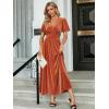 imageSimplee Womens V Neck Velvet Maxi Dress Short Sleeve Empire Waist Long Formal Dress for Wedding Guest4burnt Orange