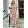 imageSimplee Womens V Neck Velvet Maxi Dress Short Sleeve Empire Waist Long Formal Dress for Wedding Guest4champagne