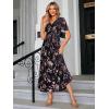 imageSimplee Womens V Neck Velvet Maxi Dress Short Sleeve Empire Waist Long Formal Dress for Wedding Guest4dark Purple Floral