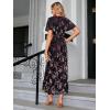 imageSimplee Womens V Neck Velvet Maxi Dress Short Sleeve Empire Waist Long Formal Dress for Wedding Guest4dark Purple Floral