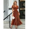 imageSimplee Womens V Neck Velvet Maxi Dress Short Sleeve Empire Waist Long Formal Dress for Wedding Guest4earthy Orange