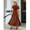 imageSimplee Womens V Neck Velvet Maxi Dress Short Sleeve Empire Waist Long Formal Dress for Wedding Guest4earthy Orange
