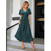 imageSimplee Womens V Neck Velvet Maxi Dress Short Sleeve Empire Waist Long Formal Dress for Wedding Guest4green Floral