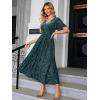 imageSimplee Womens V Neck Velvet Maxi Dress Short Sleeve Empire Waist Long Formal Dress for Wedding Guest4green Floral