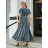 imageSimplee Womens V Neck Velvet Maxi Dress Short Sleeve Empire Waist Long Formal Dress for Wedding Guest4grey Blue