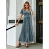 imageSimplee Womens V Neck Velvet Maxi Dress Short Sleeve Empire Waist Long Formal Dress for Wedding Guest4grey Blue