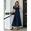 imageSimplee Womens V Neck Velvet Maxi Dress Short Sleeve Empire Waist Long Formal Dress for Wedding Guest4navy Blue