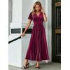 imageSimplee Womens V Neck Velvet Maxi Dress Short Sleeve Empire Waist Long Formal Dress for Wedding Guest4pinkish Purple