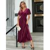 imageSimplee Womens V Neck Velvet Maxi Dress Short Sleeve Empire Waist Long Formal Dress for Wedding Guest4pinkish Purple