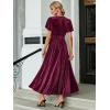 imageSimplee Womens V Neck Velvet Maxi Dress Short Sleeve Empire Waist Long Formal Dress for Wedding Guest4pinkish Purple