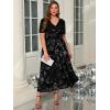 imageSimplee Womens V Neck Velvet Maxi Dress Short Sleeve Empire Waist Long Formal Dress for Wedding GuestPblack2