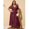 imageSimplee Womens V Neck Velvet Maxi Dress Short Sleeve Empire Waist Long Formal Dress for Wedding GuestPburgundy2