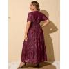 imageSimplee Womens V Neck Velvet Maxi Dress Short Sleeve Empire Waist Long Formal Dress for Wedding GuestPburgundy2
