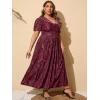 imageSimplee Womens V Neck Velvet Maxi Dress Short Sleeve Empire Waist Long Formal Dress for Wedding GuestPburgundy2
