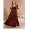 imageSimplee Womens V Neck Velvet Maxi Dress Short Sleeve Empire Waist Long Formal Dress for Wedding GuestPburnt Orange