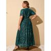 imageSimplee Womens V Neck Velvet Maxi Dress Short Sleeve Empire Waist Long Formal Dress for Wedding GuestPdark Green2